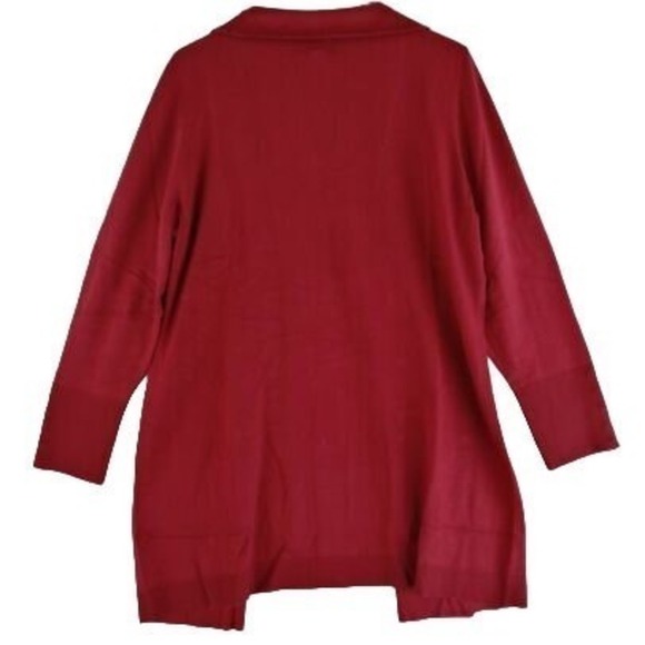 JM Collection Button-Cuff Cardigan Red Star Garnet M - Picture 4 of 4